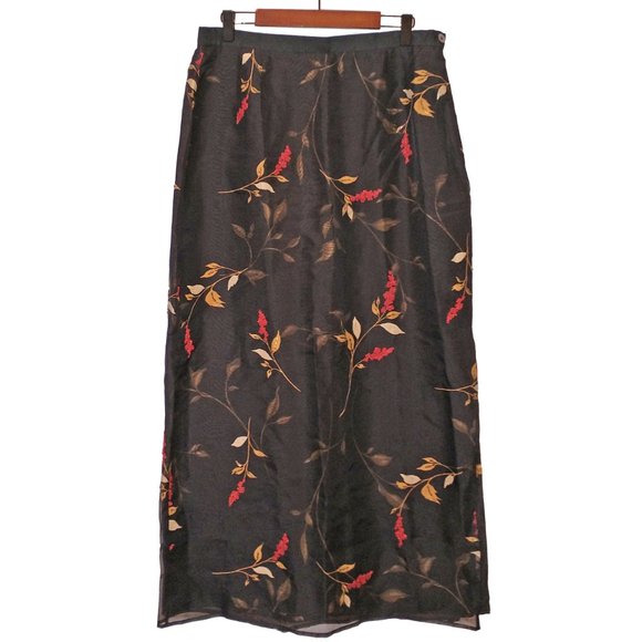 Gorgeous Doncaster Black Beaded Silk Maxi Skirt - Size 12 - Picture 2 of 4